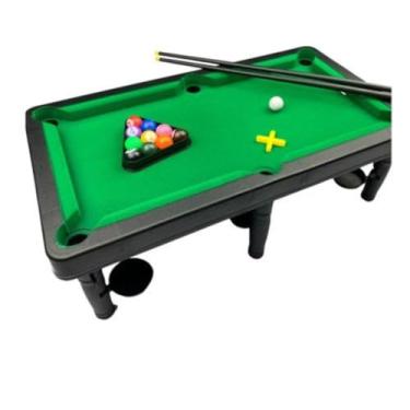 Imagem de Mesa de Sinuca Infantil, 44 x 25 cm, com 2 Tacos, 11 Bolas e Triângulo, Verde