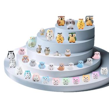 Imagem de Photour 35 peças pequenas corujas de resina, mini animais de resina, acessórios de jardim de fadas, estatuetas em miniatura para casa de bonecas, micropaisagem, vasos de plantas, decoração de coruja