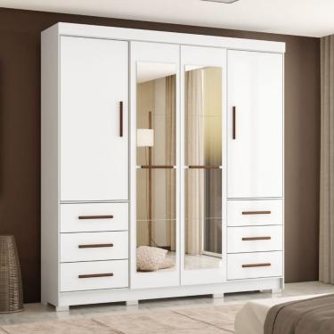 Imagem de Guarda Roupa Casal 6 Gavetas Estrela Mapi Móveis Branco
