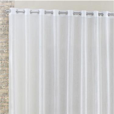 Imagem de Cortina Rubi 3,00M X 2,60M Branca Tecido Voal Linho Detalhada Sala Quarto Leve