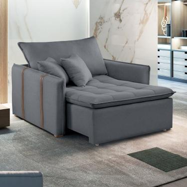 Imagem de Poltrona Cama 110cm Em Madeira Eucalipto Detroid Yescasa Cinza