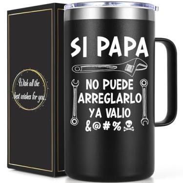 Imagem de Qtencas Presentes de Dia dos Pais para papai, Regalos Para Papa, Regalos Para El Dia Del Padre, 590 ml Caneca de café com isolamento do pai mexicano, presentes engraçados de aniversário e Natal para