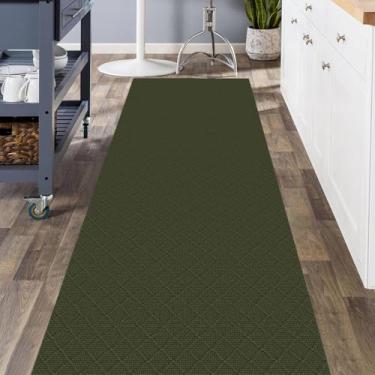 Imagem de KOZYFLY Tapete de passadeira lavável de 9,5 x 2,3 m para corredores de cozinha antiderrapante com revestimento de borracha, corredor de entrada de algodão trançado interno, tapete para corredor