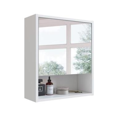 Imagem de Armário de Banheiro com Espelho Slim 1 PT Branco - Modern