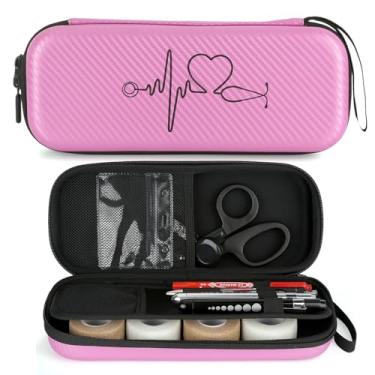 Imagem de CDBXPRG Estojo Para Estetoscópio 3M Littmann, Acessórios Transporte De Estetoscópios Enfermeiras, Rígidos Com Bolso Compatível Omron/Adc/Mdf, Presente Enfermagem Rosa