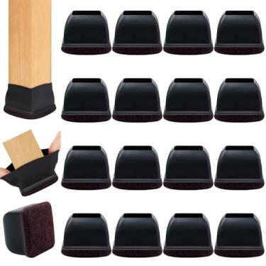 Imagem de GAGUIUP Protetores De Piso Para Pernas Cadeira Extragrandes, 16 Peças, Almofadas Feltro Móveis, Pisos Madeira, Capas Quadradas Pretas Mesa Jantar E Sofá-Cama Proteger Evitar Arranhões Ruídos (Adequa