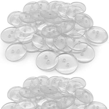 Imagem de Goeielewe 200 Peças De Botões Redondos Plástico Transparente, Resina Para Pão, 2 Furos, Camisa Costura Roupas Artesanais, 20 Mm/0,78 Pol.