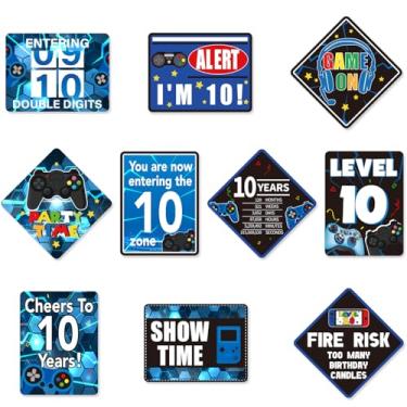 Imagem de KOTLMIGHT Decorações De Aniversário 10 Anos Para Meninos Com Videogame Kotlmight, Peças, Placas Azuis Parede Tema Jogador, Etiquetas Engraçadas, Decoração Festa Adolescentes Anos, Mesa, Porta, Janel
