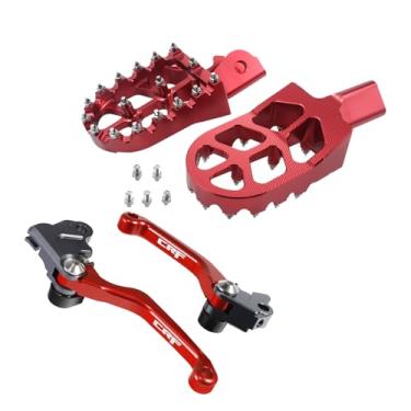Imagem de TIRGE Apoios Para Os Pés De Alumínio Cnc Motrcycle + Alavanca Freio E Embreagem Motos Trilha Crf150F Crf230F 2003-2019 (Vermelho)