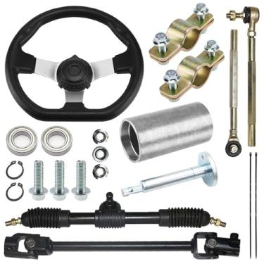 Imagem de PRO BAT Kit De Volante Dianteiro 270 Mm/10,6'' Com Braçadeiras Montagem Guidão Universais 22 Mm E 7/8'', Eixo Ajustável Pinhão Cremalheira 420 Mm/16,5'' Para Buggy 110 Cc, 125 140 150 Kart, Golfe Ut