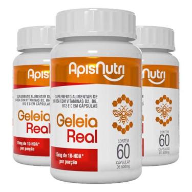 Imagem de Kit 3 Geleia Real Apisnutri 60 Cápsulas