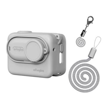 Imagem de Rszfnjxry Capa Protetora De Silicone Para Câmera Insta360 Go 3S E Action Pod Com Corda Pendurar No Pescoço (Cinza)