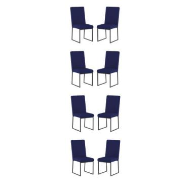 Imagem de Kit 8 Cadeira Estofadas Base de Ferro Preto Para Mesa Jantar - Balaqui