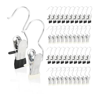 Imagem de 50 ganchos de botas para armário, grampos de roupas resistentes para calças, chapéu, toalha, meia, economia de espaço, ganchos para pendurar em casa (preto e branco)