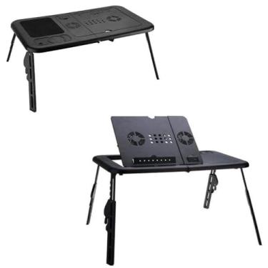 Imagem de Mesa de Apoio Para Notebook Dobrável e Ergonômica com 2 Coolers, Ventilador Touch, Suporte Articulável para Cama ou Sofá, Base Refrigerada