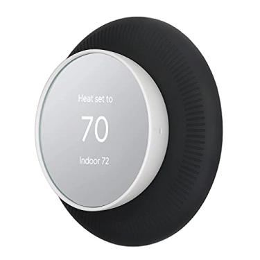 Imagem de Capa de placa de parede de silicone para termostato Google Nest 2020 3/2/1/E Gen Bracket Mount | Fácil instalação | Resistente a impressões digitais | Design elegante | Ajuste perfeito | Preto