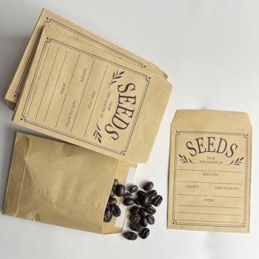 Imagem de Pacotes de sementes de papel - 100 envelopes autoadesivos de sementes resseláveis para fácil armazenamento de sementes de vegetais e flores – Envelopes de papel para economia de sementes de 7 x 10 cm