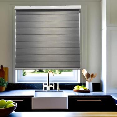 Imagem de Persiana Rolo Duplo Zebra Com Bandô Cinza 220 cm (Largura) x 220 cm (A