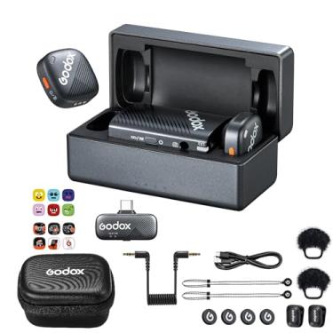 Imagem de GODOX Kit combo Cube-C 2 microfone de lapela sem fio para iPhone/Android/câmera/PC/com plugue USB-C, 48 kHz/24 bits, alcance de 305 m, cancelamento de ruído, vida útil da bateria 40H, para vlogging