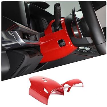Imagem de Capa de acabamento inferior de base de volante compatível com Chevrolet Corvette C8 Stingray 2020-2023 ABS 2 peças, acessórios de acabamento de volante interior (capa de acabamento inferior de base de volante - vermelho esportivo)