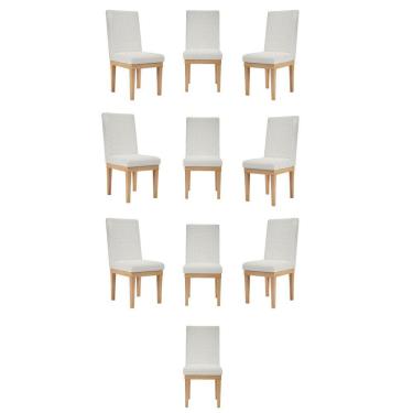 Imagem de Kit 10 Cadeiras Estofada Reforçada Mesa Em Linho Bege