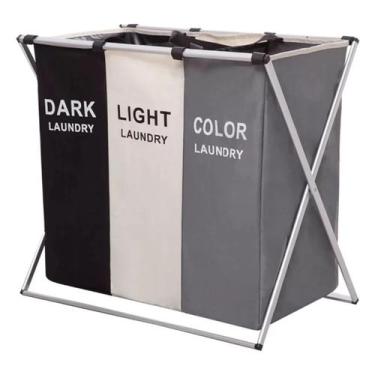Imagem de Cesto De Roupa Suja Dobrável Organizador 3 Compartimentos - Lux Hair