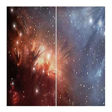 Imagem de Cortina blackout do espaço sideral, imagem detalhada da estampa astronômica do universo de nebulosa nuvem de gás e poeira, cortinas blackout com absorção de som para decoração de sala de jantar/festa,
