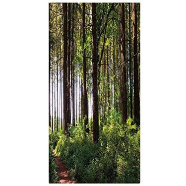 Imagem de Película de privacidade para janela florestal, janela decorativa 3D, decalques de vitrais, adesivo de janela aderente estática não adesivo, L90 x C 190 cm verde marrom