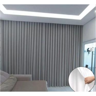 Imagem de Cortina trilho Suiço Blackout com linho Cinza  5,40 x 2.80 - Bella Mod