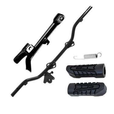 Imagem de Kit Estribo Borracha Cavalete Lateral Mola Cg 125 150 160