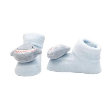 Imagem de Pantufa com Chocalho Tubarão Antiderrapante Bebê - CLINGO