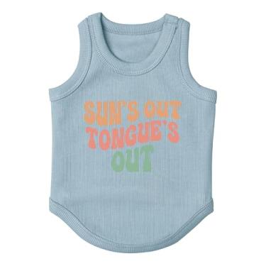 Imagem de Poocii Lindas roupas para cães, camiseta regata canelada para animais de estimação pequenos, médios ou grandes, mistura de algodão respirável e macio (azul, sopro, XXS)