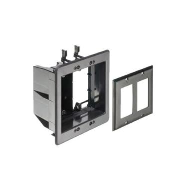 Imagem de Arlington TVBU505BL-1 Caixa de tomada de TV embutida com placa de acabamento pintável, preta, 2 faixas