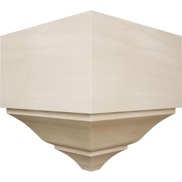 Imagem de 9 cm P x 18 cm A x 18 cm A x 18 cm (L) Bloco de moldagem de coroa externa universal de grau de mancha de madeira maciça americana para perfis de até 10 cm A x 9 cm, álamo