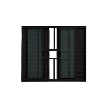 Imagem de Veneziana 6 Folhas Com Grade Preto 100x200 Linha 18 Esmeralda