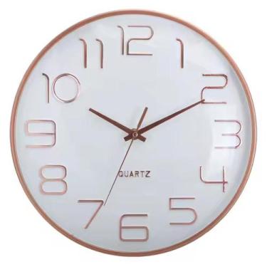 Imagem de Relógio de Parede Redondo Decorativo 30cm Ponteiro Silencioso Quartz D