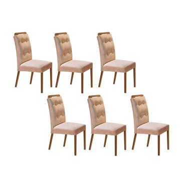 Imagem de Kit 4 Cadeiras de Cozinha Imperatriz 6 Un Capuccino/Linho Bege Turim - Rufato