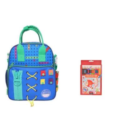Imagem de Mochila Baby Interativa + Lápis de Cor Jumbo 1,5 cm 12 Peças - Win Pap