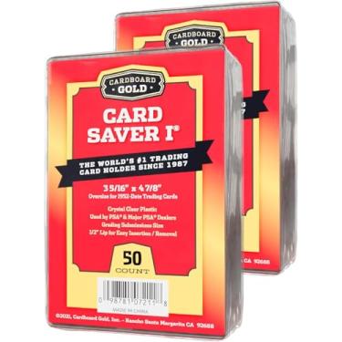 Imagem de Cardboard Gold Card Saver 1-100 unidades – Porta-cartões semirígido, protetores de cartões colecionáveis – Protetor de cartão aprovado pela PSA para beisebol, comércio, cartões esportivos – compatível