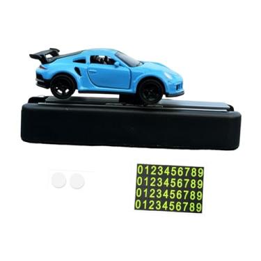 Imagem de MERIGLARE Decoração de console central de brinquedo modelo de carro 1/64 com placa de estacionamento, ornamento, fácil instalação, presente de aniversário, Azul
