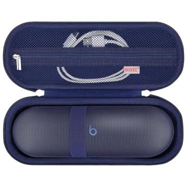 Imagem de BOVKE Estojo de transporte para Beats Pill – Alto-falante Bluetooth portátil, alto-falante sem fio Beats Pill, bolsa de viagem com bolso de malha extra para cabos de carregamento, acessórios, azul