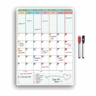 Imagem de Lousa Mega Planner Quadro Magnético Para Geladeira e Superfície Metálica Com 2 Canetas Com Ímã - Recados Anotações Aviso Decoração