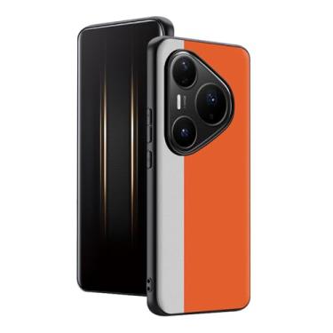 Imagem de HAOMRIYL Capa de couro para Huawei Pura 80 Ultra/80 Pro+/80 pro/80, capa de luxo leve de negócios fina com proteção de câmera à prova de poeira, laranja, 80 Pro