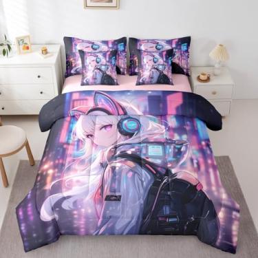 Imagem de Erosebridal Jogo de cama de menina japonesa em uma bolsa, conjunto de cama de anime feminino, estilo ficção científica, jogo de edredom solteiro, 7 peças, desenho animado 3D, anime