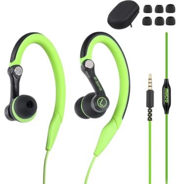 Imagem de mucro Fones de ouvido esportivos com fio para corrida com gancho (3,5 mm, verde)