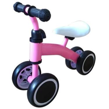 Imagem de Bicicleta Equilibrio Bate o Pé Sem Pedal 4 Rodas Infantil - HLX, Rosa
