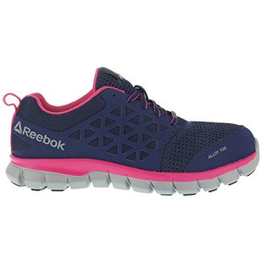 Imagem de Reebok Tênis feminino Work Sublite Cushion antiderrapante bico de liga de segurança no trabalho casual - azul, cinza, Azul marino, 41