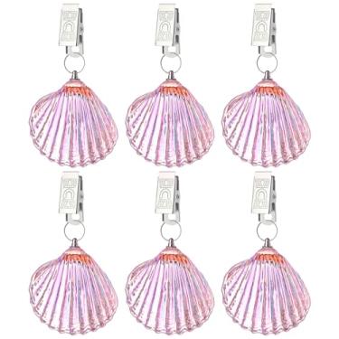 Imagem de LONGSHENG - SINCE 2001 - 6 peças de toalha de mesa pesos, pingente, capa de mesa de vidro rosa, cabides com clipes de metal, 200 ml