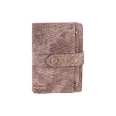 Imagem de MultiValue Carteiras femininas, carteiras femininas de couro PU com duas dobras finas e compactas, porta-cartões com fecho de correr, porta-moedas, para guardar cartões de dinheiro, Marrom, Retrô