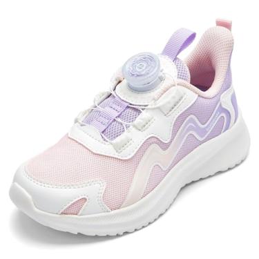 Imagem de Balabala Tênis infantil para meninas, tênis de corrida com trava giratória, atlético, leve, respirável, gradação, Roxa, 12 Little Kid